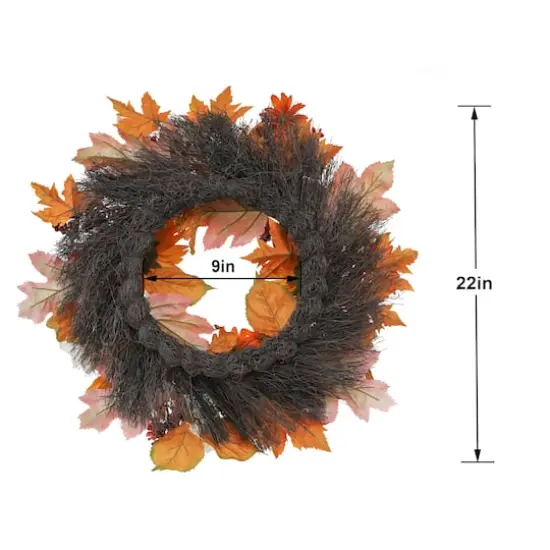 22" Orange Sunflower & Mum Wreath by Ashland&reg; {4}