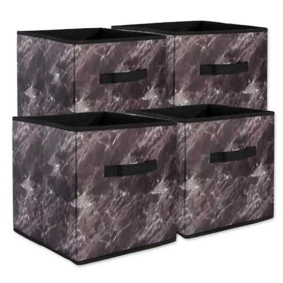 DII&reg; Black Marble Cube Laundry Bin Set, 4ct. {1}