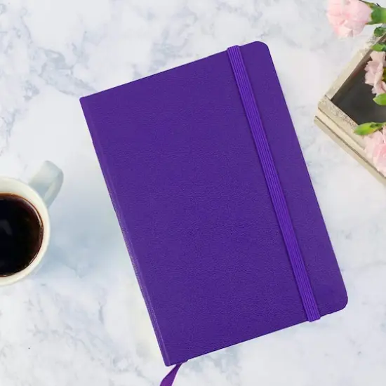 JAM Paper Travel Size Hardcover Notebook with Elastic Band Plum Purple {7}