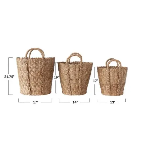 Hello Honey&reg; Natural Handwoven Bankuan Basket with Braided Handles Set {4}