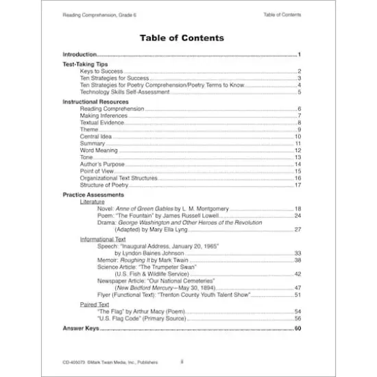 Mark Twain Reading Comprehension, Grade 6 {3}