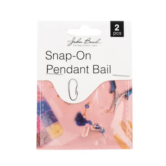 John Bead Must Have Findings 9mm Snap-On Pendant Bails, 2ct. Silver {1}