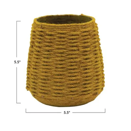 Hello Honey® 5.5" Mustard Hand-Woven Jute & Glass Votive Candle Holder {7}