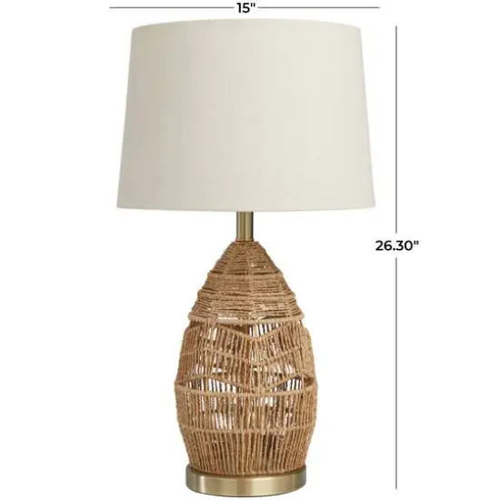 Brown Wicker Handmade Woven Table Lamp {6}