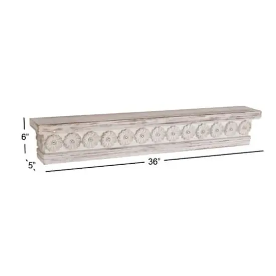 White Chinese fir wood Vintage Wall Shelf, 6" x 36" x 5" {7}