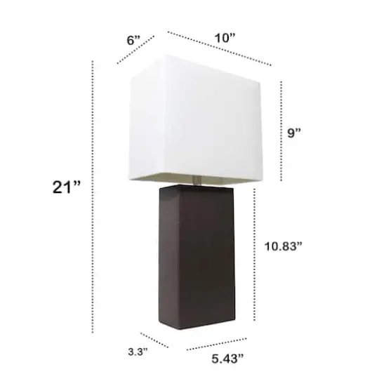 Lalia Home Lexington 21" Leather Home D&eacute;cor Table Lamp Espresso Brown {4}