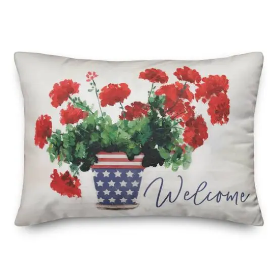 Patriotic Welcome Throw Pillow {1}