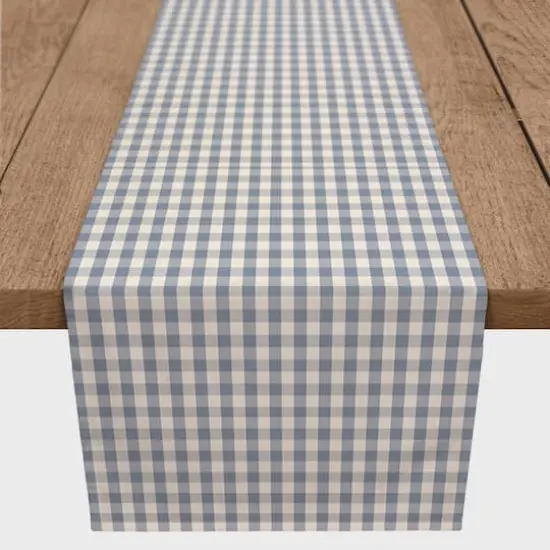 Plaid Cotton Twill Table Runner Blue {1}
