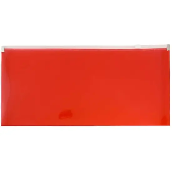JAM Paper 5'' x 10'' Clear Plastic Pencil Pouch with Zip Closure, 12ct. Red {1}