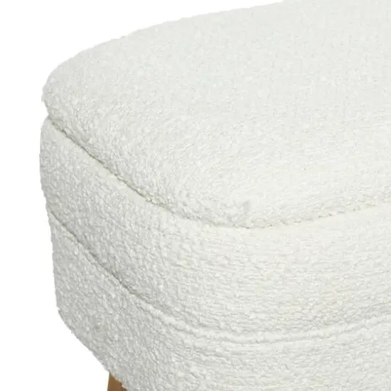 40" Contemporary Polyester & Wood Storage Bench White {6}