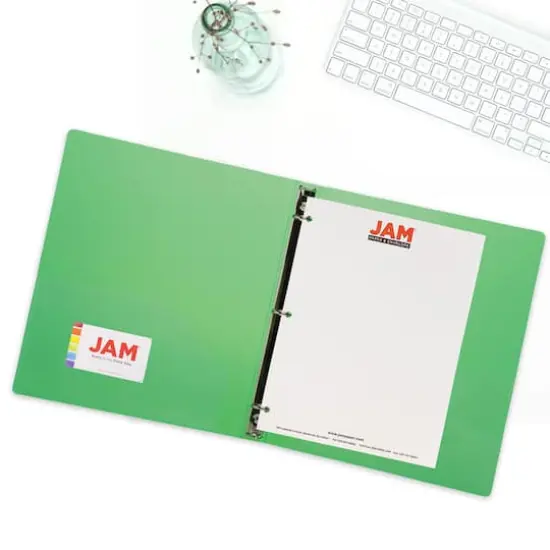 JAM Paper 0.75" Green Glass twill Plastic 3-Ring Binder {6}