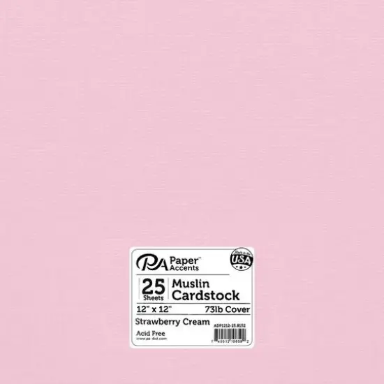 PA Paper&trade; Accents 12" x 12" 73lb. Textured Muslin Cardstock, 25 sheets Strawberry Cream {1}