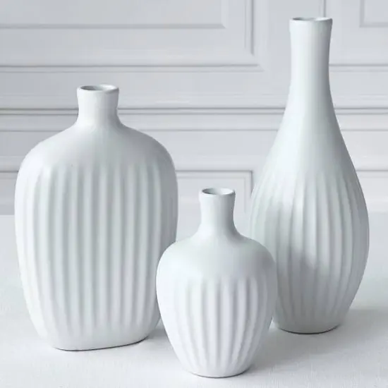 Kate Aspen&reg; White Textured Ceramic Minimalist Vase Set {10}