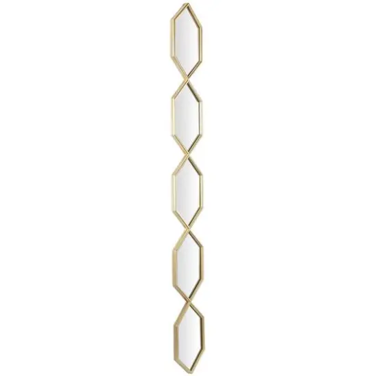 Gold Metal Slim Stacked Chain 5 Layer Wall Mirror with Trellis Pattern 7" x 1" x 59" {3}