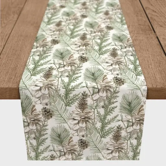 72" Pinecones & Greenery Cotton Twill Runner {1}