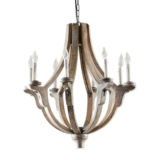Brown Wood Rustic Candle Chandelier, 28" x 25" x 25" {4}
