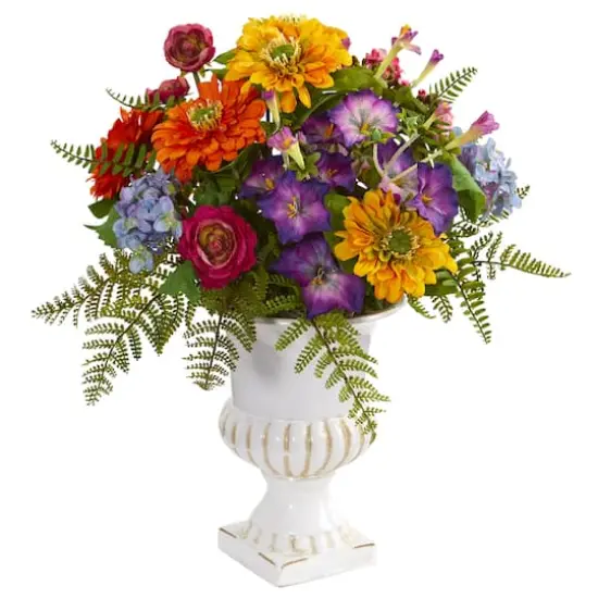 Mixed Floral Artificial Arrangement in Urn {1}