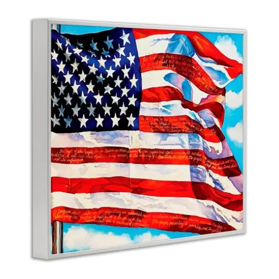 Stupell Industries Windblown American Flag Framed Giclee Art White {4}