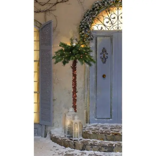 5ft. Pre-Lit Artificial Palm Tree, Clear Lights {4}