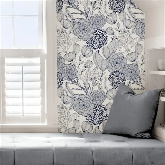 NuWallpaper Navy Secret Garden Peel & Stick Wallpaper {5}