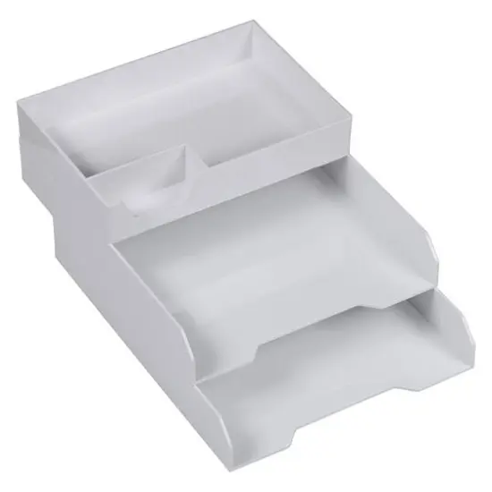 JAM Paper White Stackable Office Desk Supply & Paper Organizer Set {3}