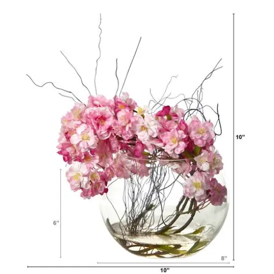 10" Cherry Blossom Arrangement in Glass Vase {3}