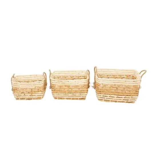 Rectangle Brown Contemporary Sea Grass Storage Basket Set {4}