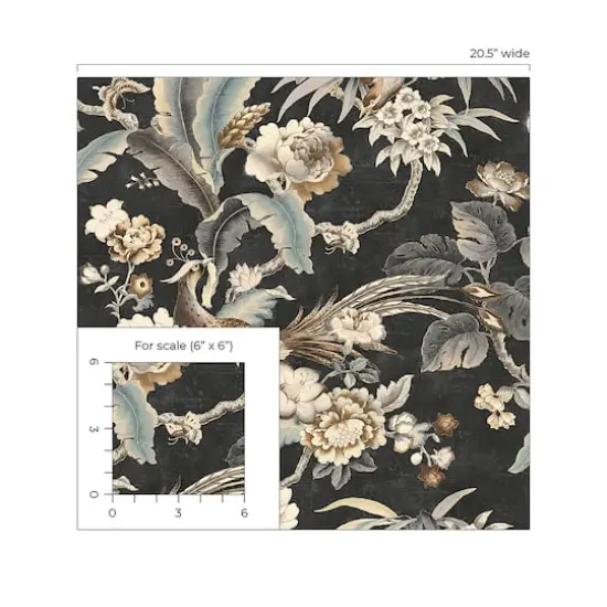 Surface Style Passerine Pavilion Peel & Stick Wallpaper Charcoal {7}