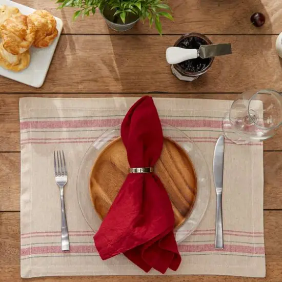 DII&reg; French Stripe Placemats, 6ct. Tango Red {8}