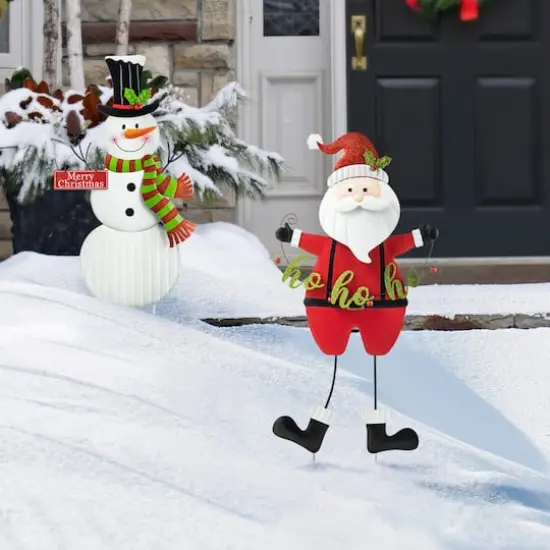 Glitzhome&reg; 36" Metal Santa HOHOHO Yard Stake {6}