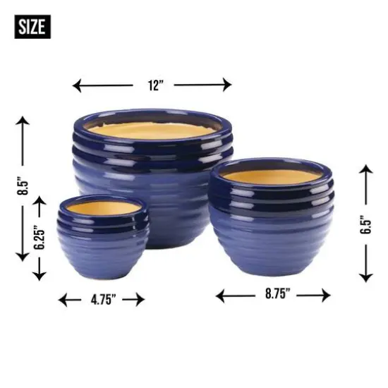 Duo Blue Tone Planter Set {9}