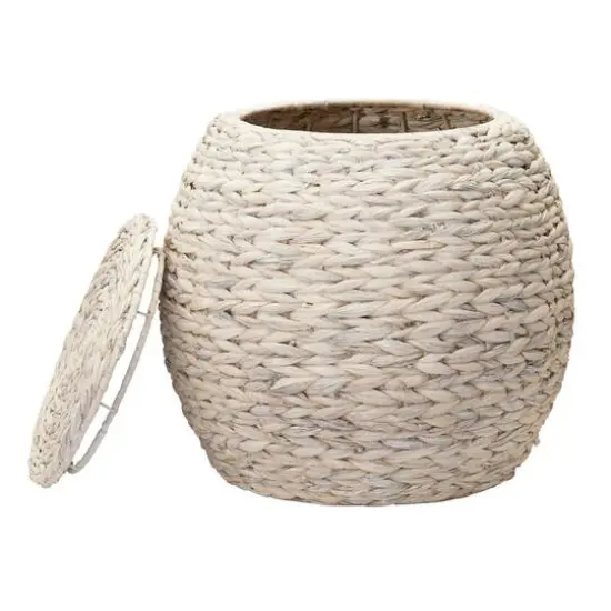 Household Essentials 19" Woven Hyacinth Storage End Table White {8}