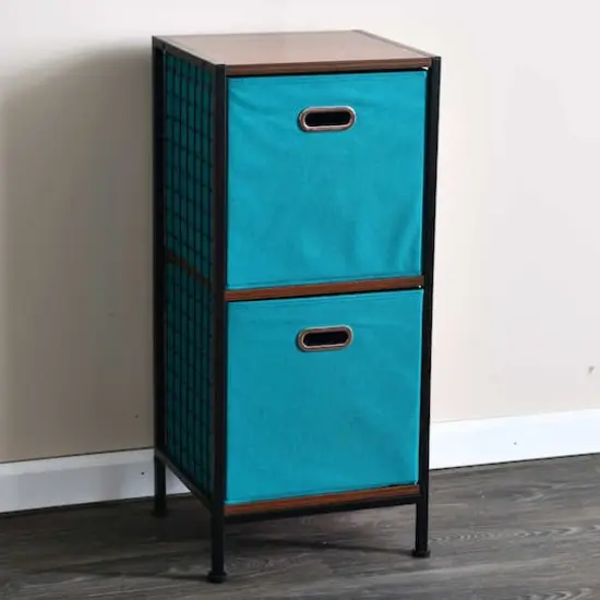 2 Pack Household Essentials 13" Fabric Storage Bins Aqua {4}