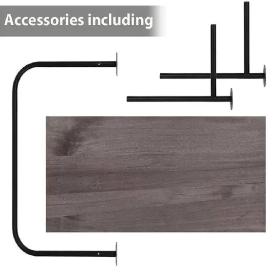 NEX&trade; Gray Wall Mounted Industrial Rustic Wood & Metal Coat Rack {4}