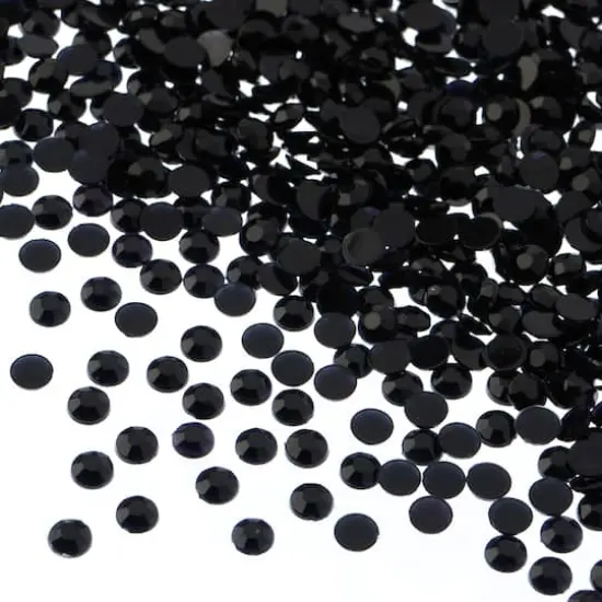John Bead Acrylic Round Flat Back Rhinestones, 4mm Black {1}