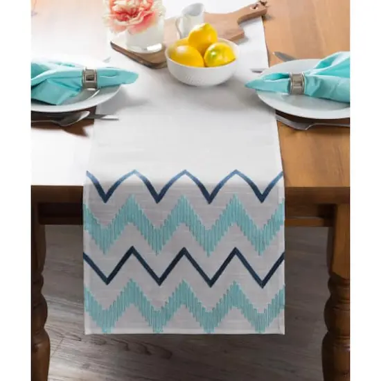 Off White Base Embroidered Chevron Table Runner {5}