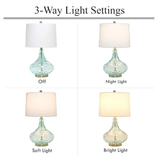 Lalia Home Classix 24" Blue Dimpled Colored Glass Table Lamp {13}