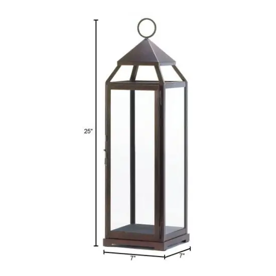 25'' Bronze Contemporary Lantern {5}