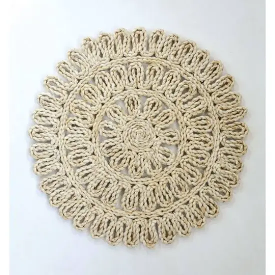 Hello Honey&reg; 15" Round Beige Woven Straw Placemat {3}