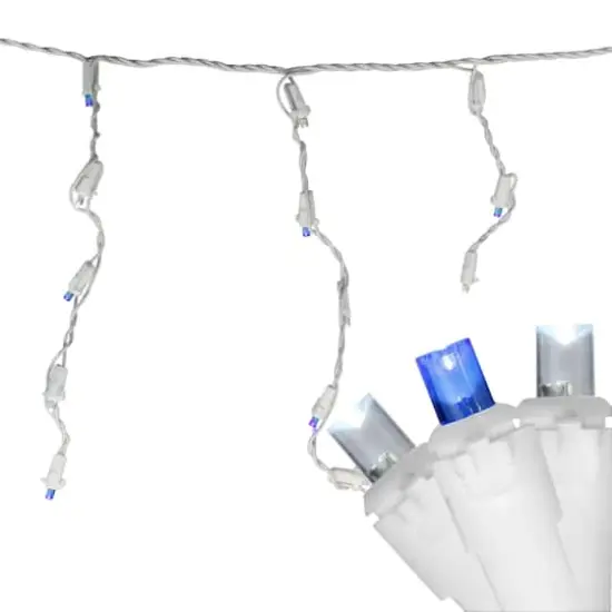 100ct. LED Wide Angle Icicle Christmas Lights With White Wire Blue/Pure White {6}