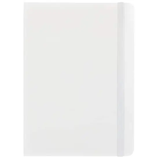 JAM Paper Medium Hardcover Notebook with Elastic Band White {1}