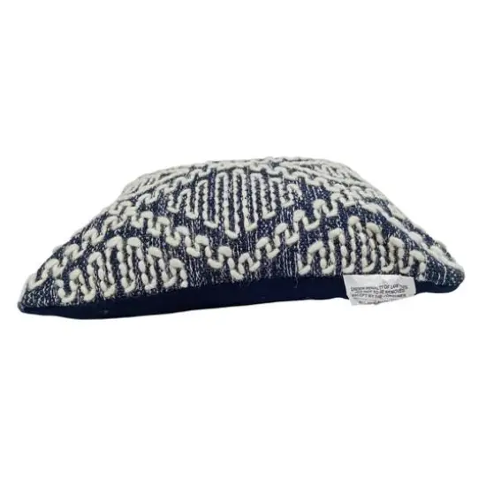 13" x 18" Navy & Ivory Diamond Handloom Throw Pillow by Ashland&reg; {4}