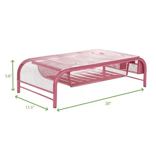 Mind Reader Metal Mesh Monitor Stand & Desk Organizer Pink {3}