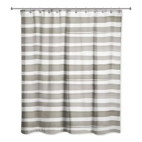 Watercolor Stripes Shower Curtain, 71" x 74" Brown/White {1}