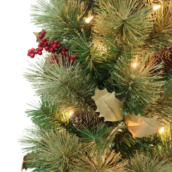 5ft. Pre-Lit Potted Glitter Artificial Tree, Clear Lights {5}