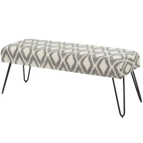 47" Gray Metal Diamond Bench with Metal Hairpin Legs {3}
