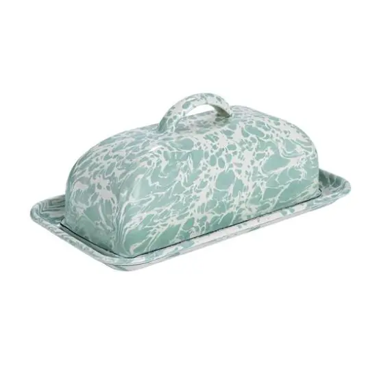 Hello Honey® 8" Blue & White Enameled Splatterware Butter Dish {1}