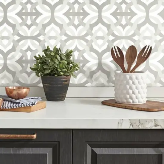 RoomMates Tipton Peel & Stick Wallpaper Taupe and White {6}