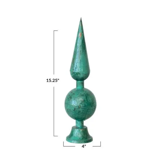 Hello Honey&reg; Antique Green Enameled Metal Finial {4}