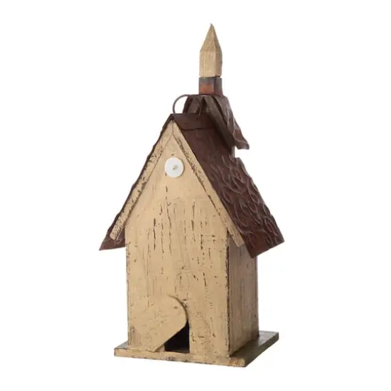 Glitzhome&reg; Distressed Wooden Church Birdhouse {9}